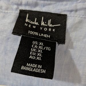 Nicole Miller Light Blue Linen Top
